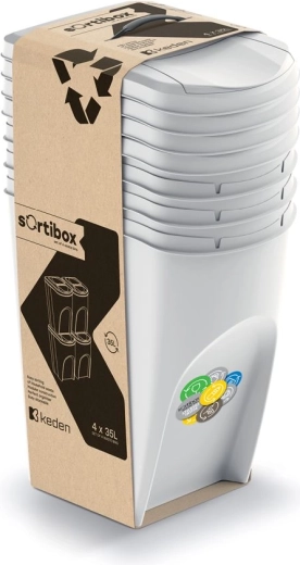 Komplet 4 košev Sortibox 4×35 l – pepelnato siva