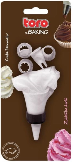 Tkaninasta dekorirna vrečka za torte TORO s 4 nastavki