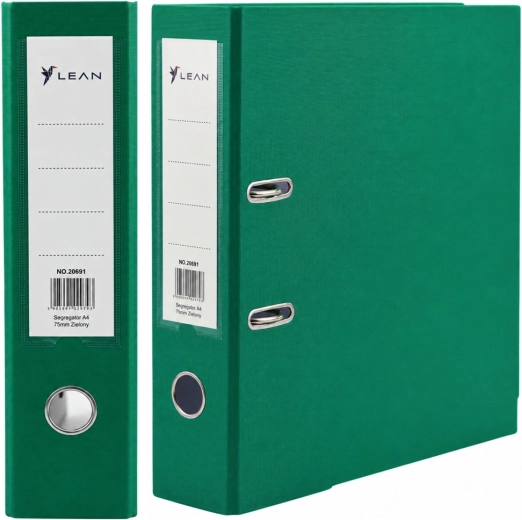 Green A4 lever arch file, 75 mm spine
