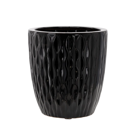 Keramični okrasni lonec za rože 32 × 32 × 35,5 cm črni sijaj