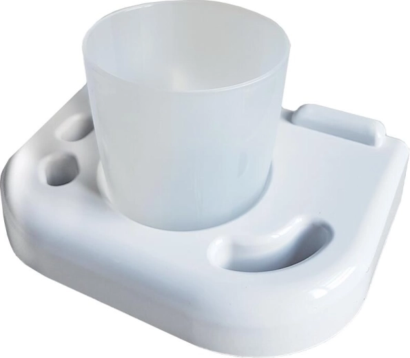 Stenski držalo za kozarec za kopalnico z belim kozarčkom, plastika, 15,9 × 11 × 4 cm