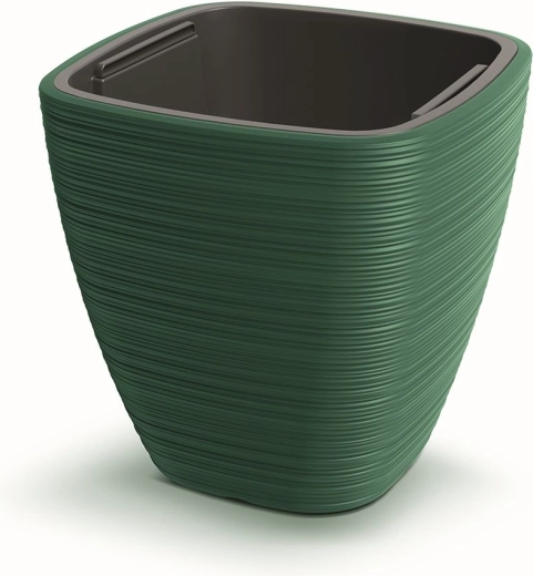 Cveto lonec Vena Square 38,8 cm temno zelen z vložkom