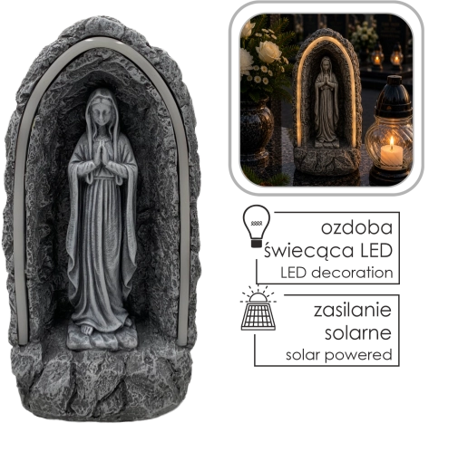 Sončna figura Device Marije v kapelici LED