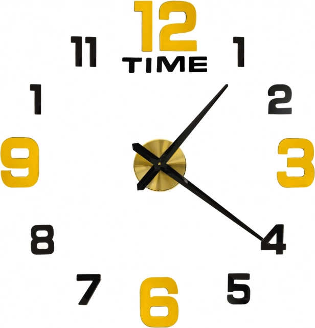 Stenske samolepilne ure DIY 100–120 cm, črno‑zlate, 12 številk