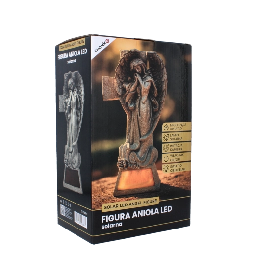 Solarna LED figura angela s križem in vazo za rože