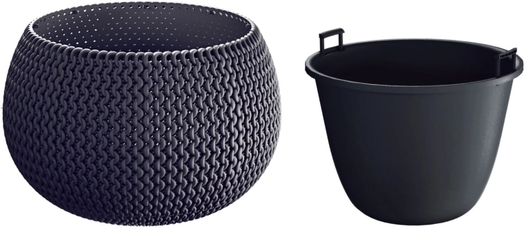 Cvetlični lonec Splofy Bowl z vložkom 37 cm antracit