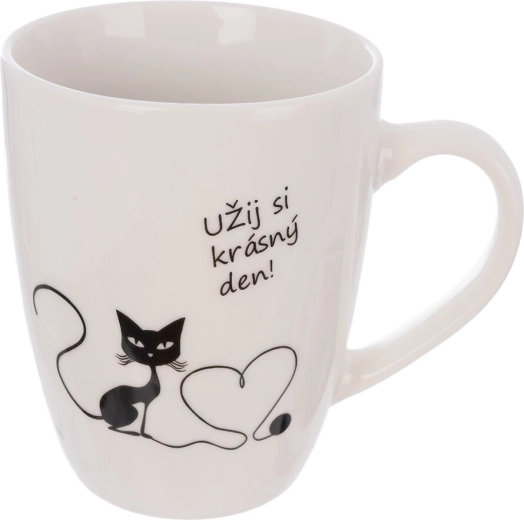 Porcelanast lonček z mačko in napisom »užij si …« 380 ml