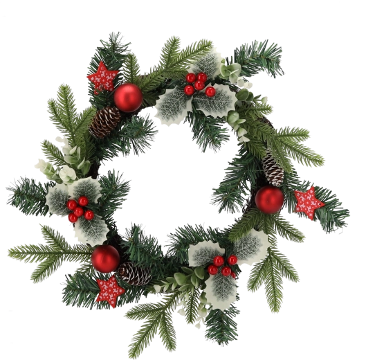 Rdeč božični venec s bodiko 40 cm
