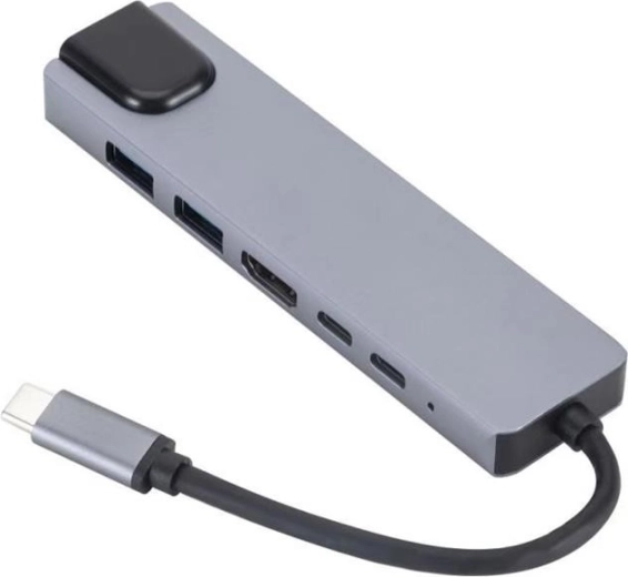 USB‑C hub 6v1 s HDMI 4K, LAN in PD 55 W