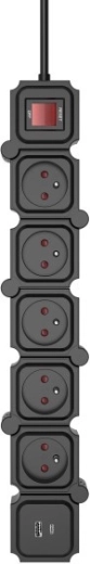 Modularni prenapetostni razdelilnik 5× Schuko z USB-A/USB-C, 1,5 m