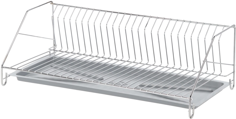 Enonadstropno odcejevalnik za posodo 50 cm, kromirano kovinsko stojalo s silikonskim pladnjem