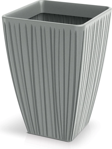 Cvetlični lonec Fero Square High 40 cm – betonsko siv, visok kvadratni plastični ovitek za rastline