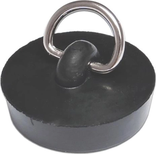 Gumijast čep za odtok 39 mm, črn s kovinskim očescem
