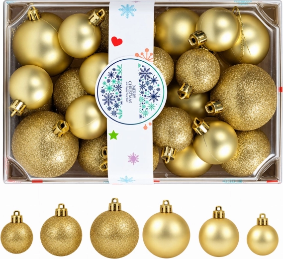Christmas Shatterproof Tree Ornaments, Set of 26 Pieces
