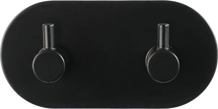 Samolepilni dvojni kovinski obešalnik – črn