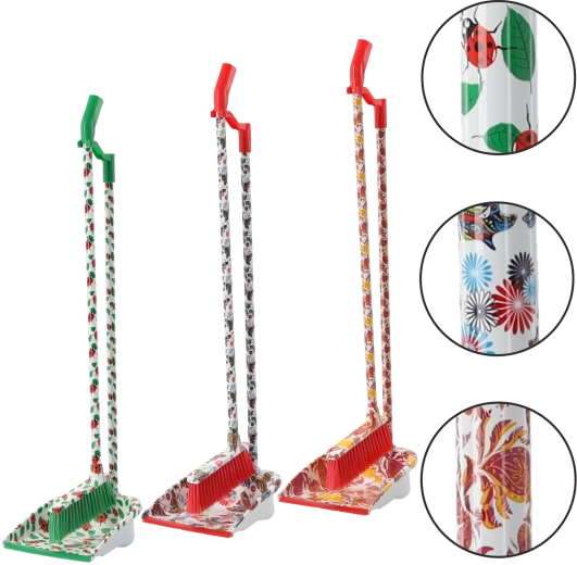 Metla z dolgo držalo in smetišnica Leniuch