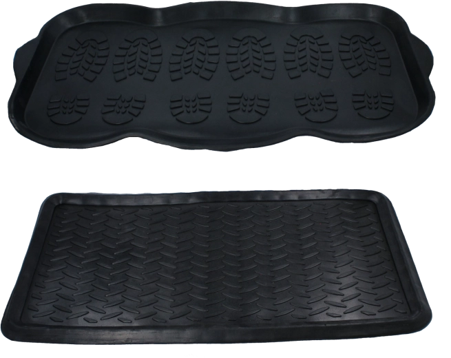 Gumijasta pravokotna predpražnika z odkapnikom 70 × 40 cm črna