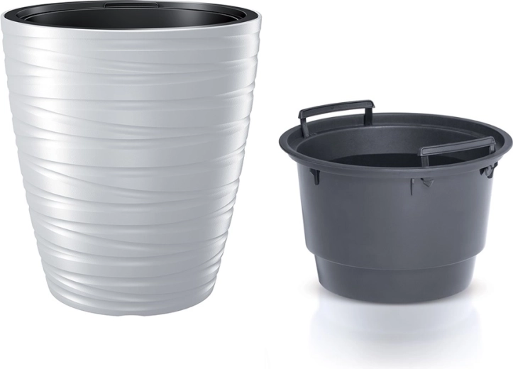 Lonček za rože z vložkom MAZE 29,6 cm bel