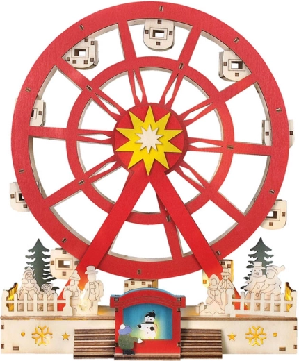 Solight LED wooden Christmas carousel, rotating, 7 LEDs, 30 cm