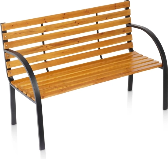 Vilde vrtna klop iz lesa s kovinsko konstrukcijo 122 × 51 × 83,5 cm