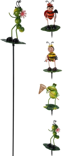 Vrtni okrasni zapič z živalico na listu 56 cm, kov, mešanica vrst