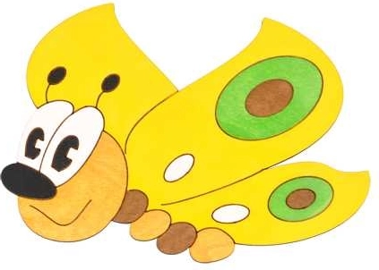 Srednja lesena dekoracija metulj rumen