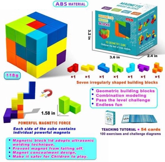 Magnetne sestavljanke Magnetic Cubes – komplet 7 kock