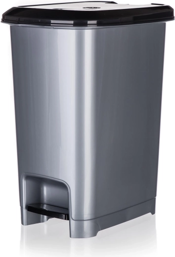 Step pedal trash bin 15 l rectangular grey