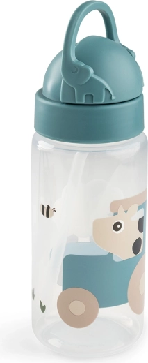 Done by Deer steklenička s slamico Tiny farm modra 350 ml