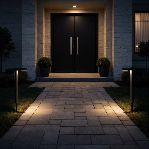 Solarni vrtni LED stebriček s senzorjem mraka 55 cm, komplet 2 kosa