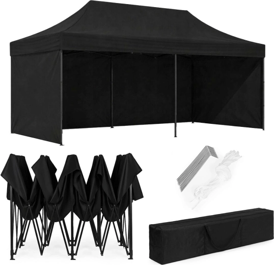 Samodejni zložljivi vrtni prireditveni paviljon 3×6 m, črn, MultiGarden