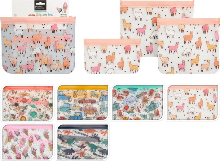 Otroške vrečke z zadrgo – set 3 kosov, mešanica dekorjev