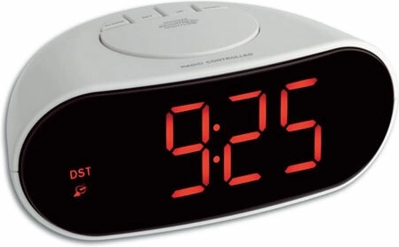 Digitalna radijsko vodena budilka TFA s svetlečimi številkami, bela