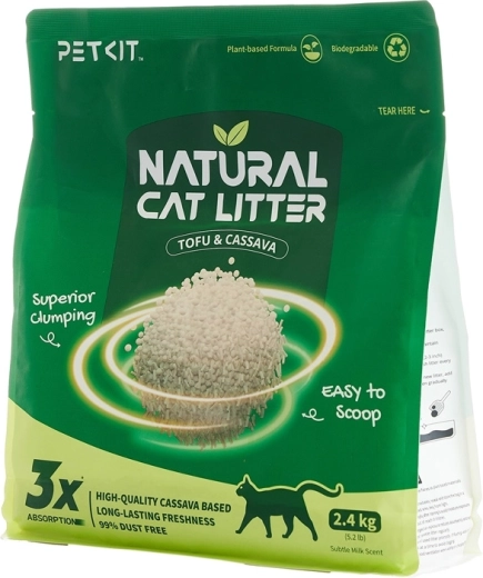Petkit Natural mačji pesek - naravni grudeči pesek za mačke (4× 2,4 kg)