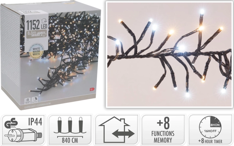 Božična LED svetlobna veriga 8,4 m 1152 LED toplo bela s časovnikom