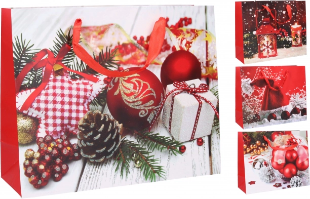 Darilna papirnata vrečka M božična 26 × 32 × 10 cm