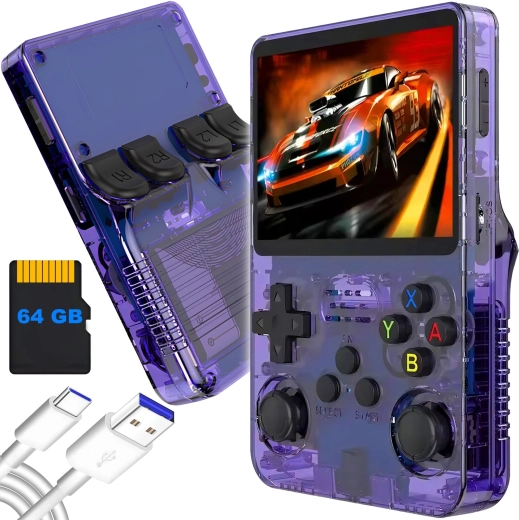 RENEW FORCE R36S prenosna retro konzola 64 GB ArkOS 2.0, vijolična
