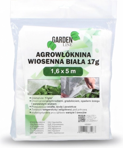 Vrtna netkana tekstilija spomladanska bela 1,6 × 5 m, 17 g/m²