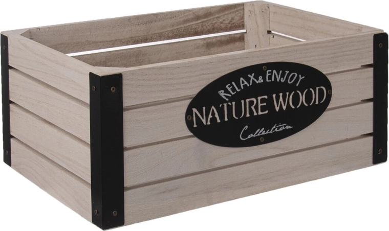Rustikalni zaboj iz lesa/kovine 26 × 16 × 11 cm