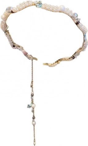 Dekorativni trak za lase z motivom školjk in perlami