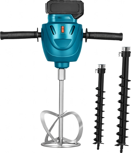 Akumulatorski mešalnik in zemeljski vrtalnik z 2 baterijama