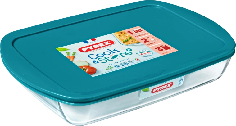Pyrex steklen pekač s pokrovom 4,9 l