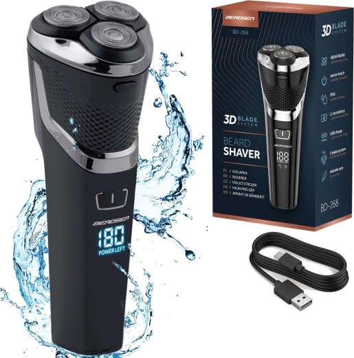 Električni rotacijski brivnik BERDSEN črn