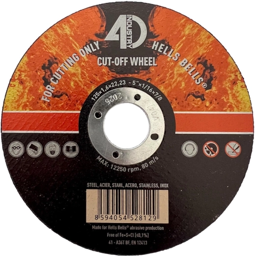 Rezalni kolut za jeklo in nerjavno jeklo 125 × 1,6 × 22,2 mm