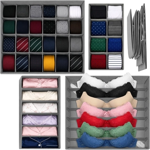 Ruhhy underwear drawer organizer – set of 4 pcs (45 compartments)