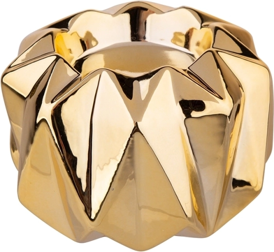 Porcelanast svečnik v zlati barvi 9 × 9 × 6 cm