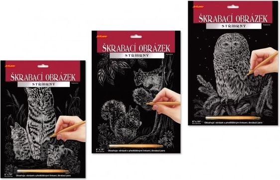 ARTLOVER praskanka srebrna – mačka z mladiči 20 × 25 cm