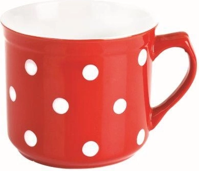 Keramična skodelica 660 ml s pikami rdeča
