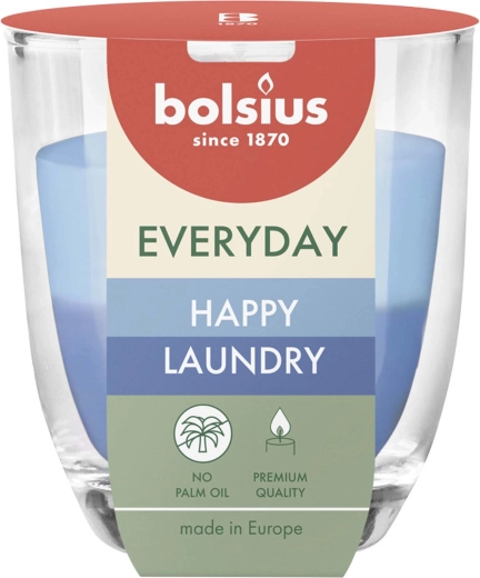Dišeča sveča v steklu Happy Laundry 24 h, 8 × 7 cm