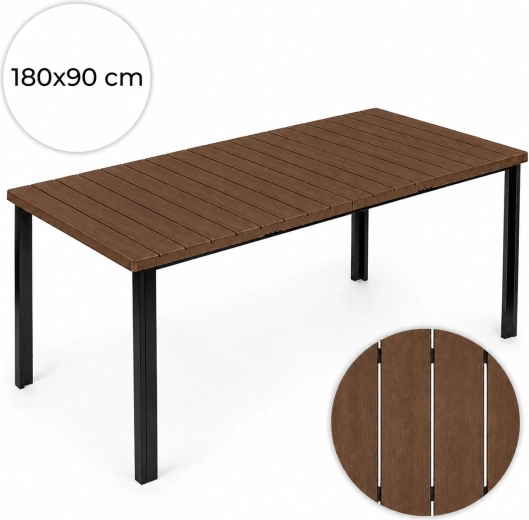 Vrtna miza MultiGarden 180 × 90 cm s ploščo v dekorju lesa (rjava)